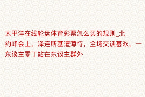 太平洋在线轮盘体育彩票怎么买的规则_北约峰会上，泽连斯基遭薄待，全场交谈甚欢，一东谈主零丁站在东谈主群外