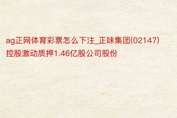 ag正网体育彩票怎么下注_正味集团(02147)控股激动质押1.46亿股公司股份