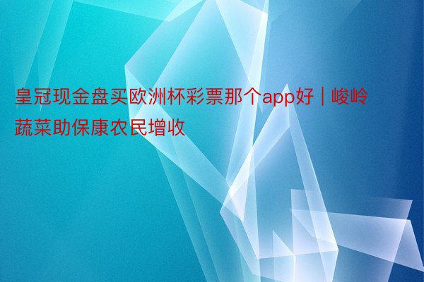 皇冠现金盘买欧洲杯彩票那个app好 | 峻岭蔬菜助保康农民增收
